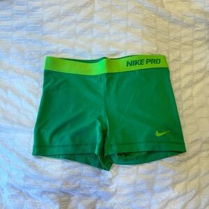 Green Nike Pro Shorts